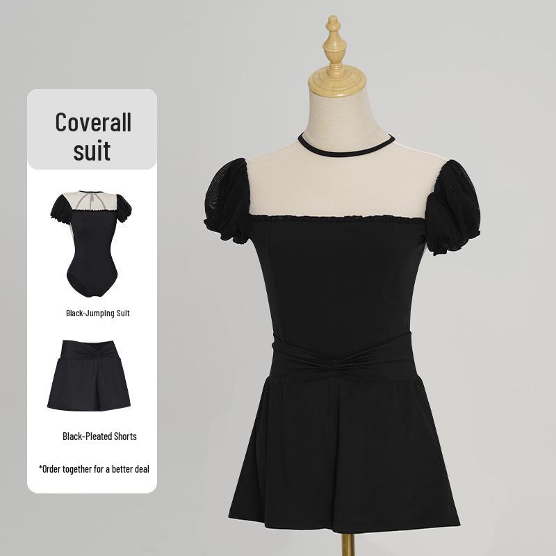Adult Puff Sleeve Ballet & Gymnastics Body Shaping Suit - Short Sleeve Dancewear for Practice & Exams