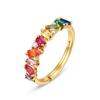 Summer Sale: Luxury S925 Silver Plated 10K Gold Rainbow Zircon Ring – Simple European & American Style for Index Finger.