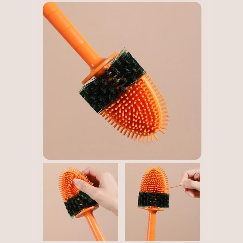 Toilet Brush Lavatory Brush Carrot Toilet Brush Holder Set No Drill Innovative Durable Bathroom Cleaning Brush
