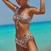 Bikini Sexy Women Swimsuit One Shoulder Front Tie Split Swimsuit Thong Brazilian Bikini Beachwear Bathing Suits