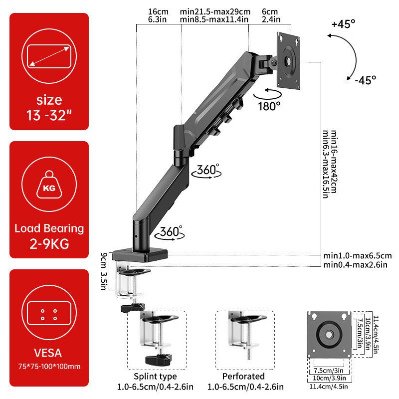 Dual Screen Mechanical Arm Monitor Stand with Rotatable, Lifting Cantilever Mount