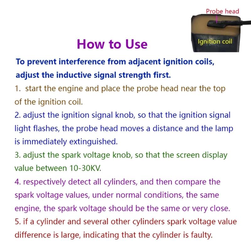 Engine Coils Tester T100, Comprehensive Car Ignition Systems Diagnostic Device Battery Voltage Checking for Professional
