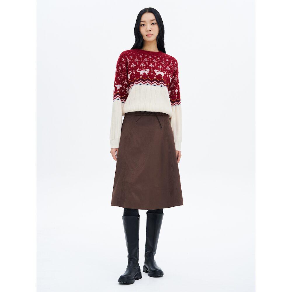 8SECONDS Suede Midi Skirt Brown