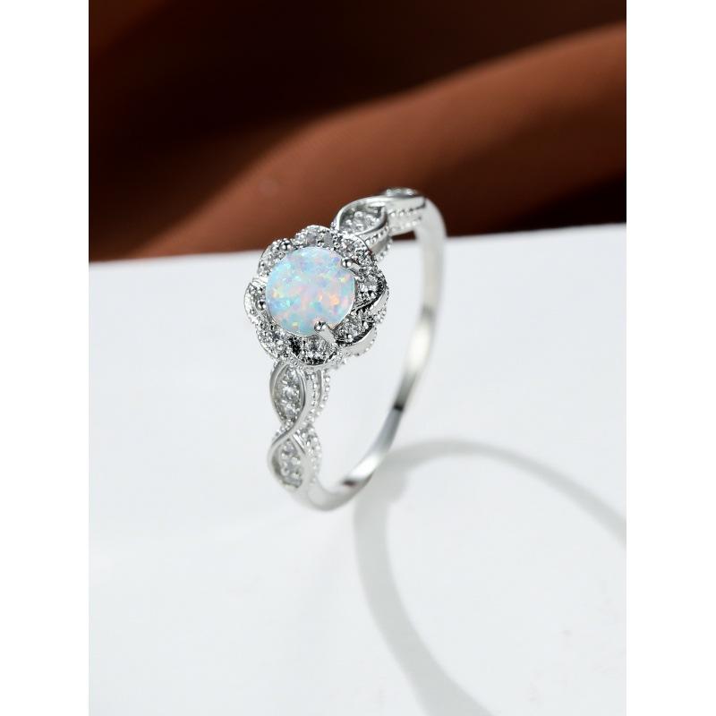Xin Orange White Gold Round White Flower Lace Personality Ring no. 6 платиновый