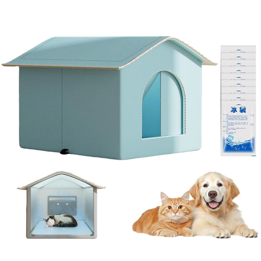 Cat Cooling House Enclosed Pet Shelter ChewResistant Ice Nesting Dog Cat Cool Hideout Portable Sleeping Cave AllSeason Retreat