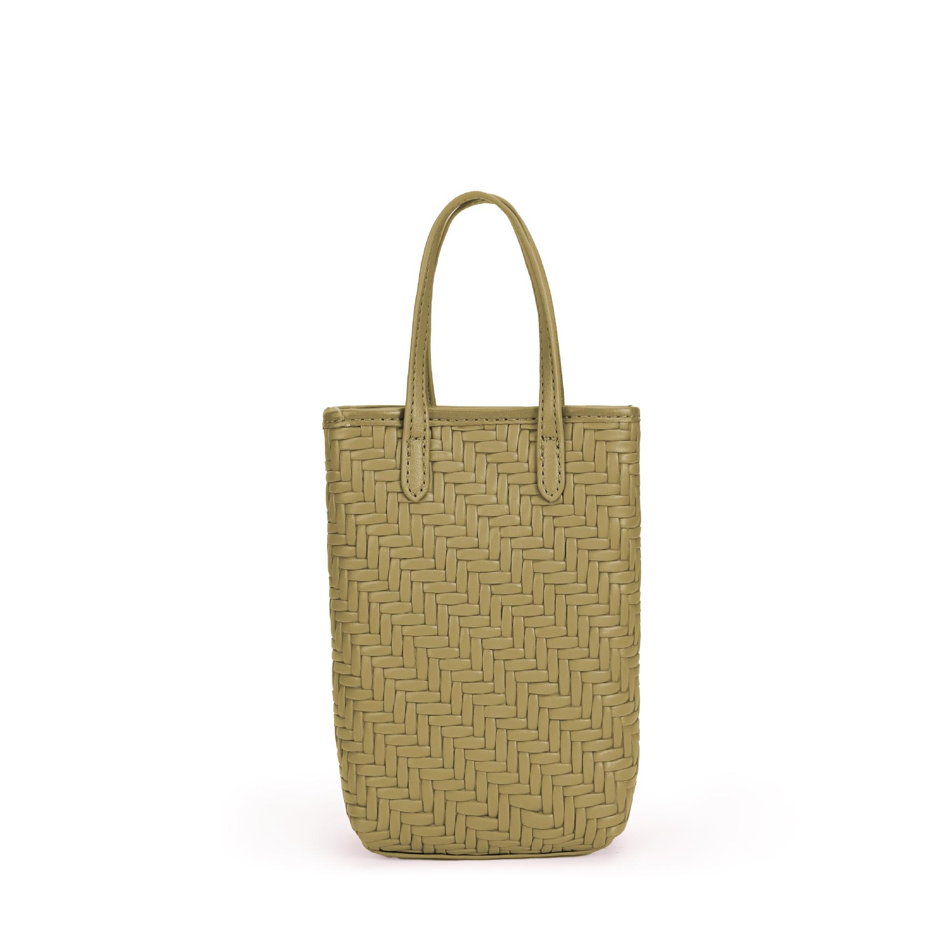 Korean Minimalist Soft Leather Woven Handbag - Single Shoulder & Crossbody Phone Tote