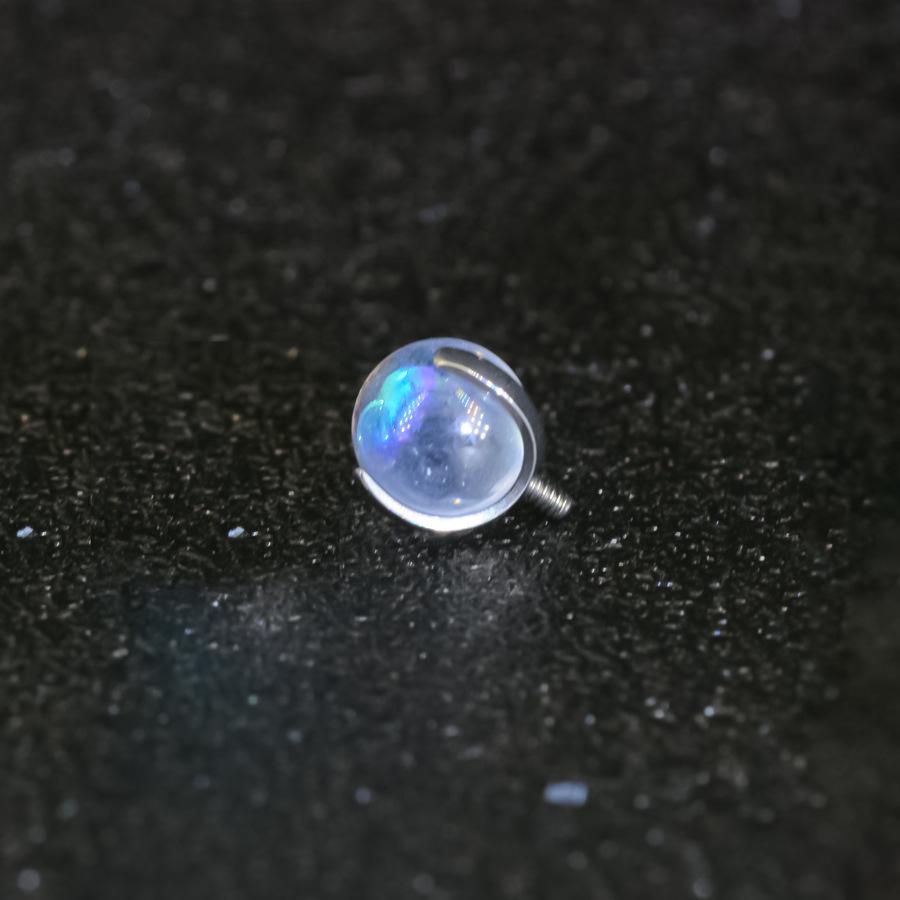 F136 Titanium Zircon Claw Lip Stud Earring with 1.2/0.9 Tooth, 5mm Aurora Ball Piercing Replacement.