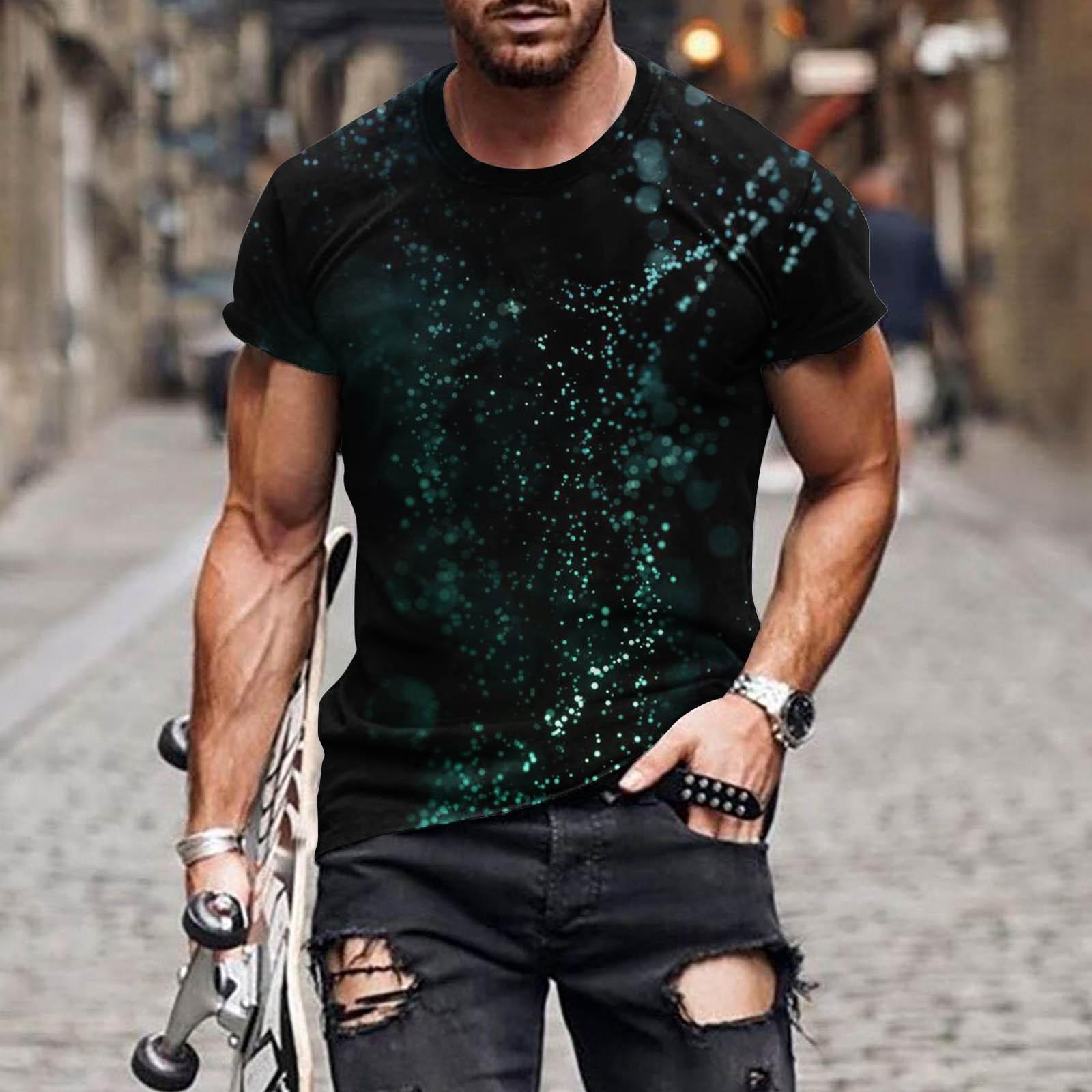 

Европейская и американская повседневная футболка с короткими рукавами и круглым вырезом в красочном стиле с принтом XXXXXL чёрный