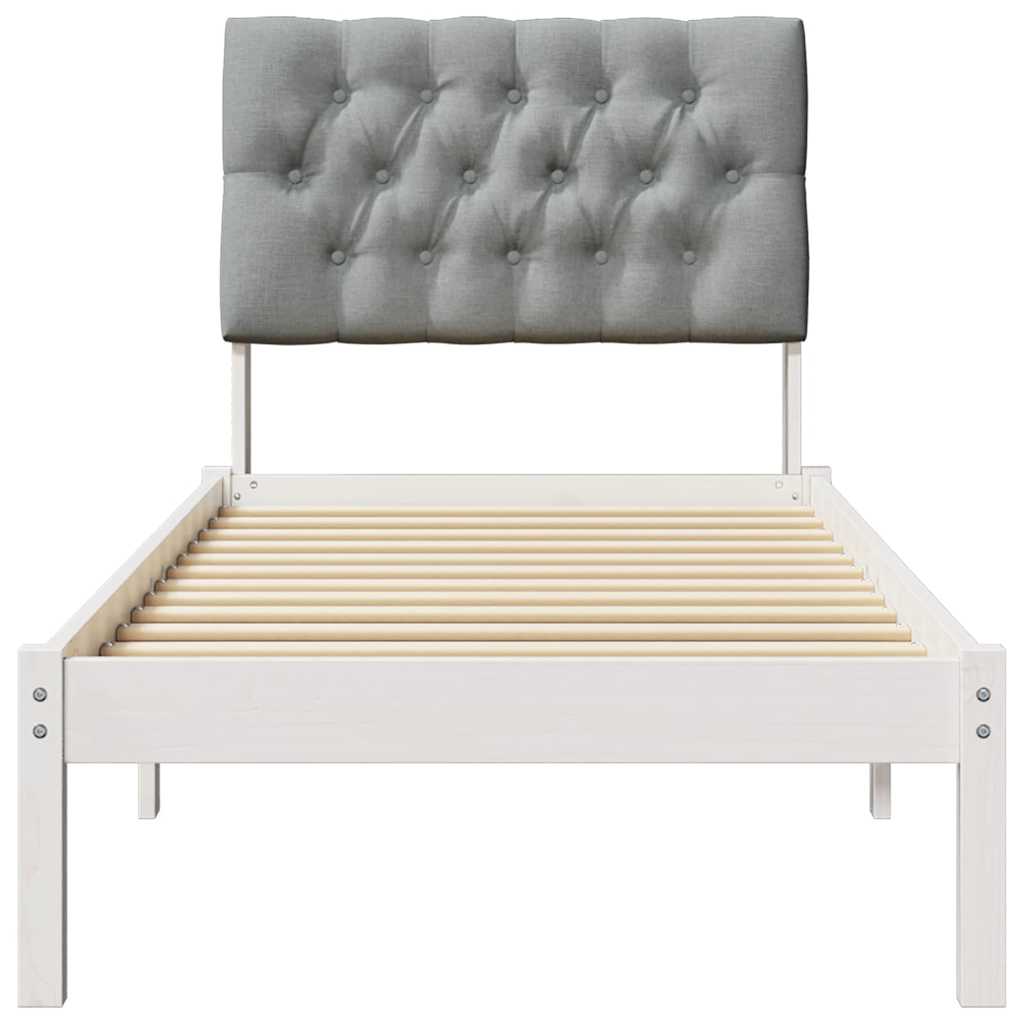 Bed Frame with Upholstered Headboard White 75 x 190 cm