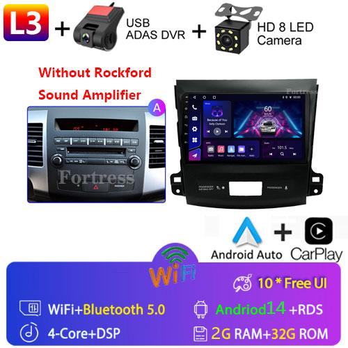 9"Android 14 Autoradio Carplay for Mitsubishi Outlander 2/Peugeot 4007/Citroen C-rosser Multimedia Video Player 4G GPS Stereo FM