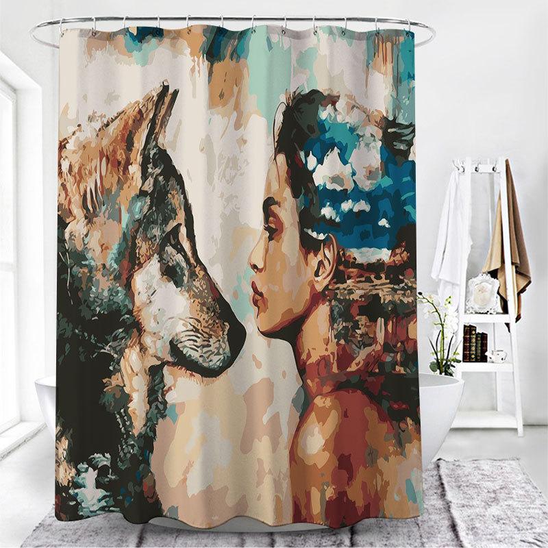 

Домашний декор Ванная комната Водонепроницаемая занавеска для душа с изображением волка, занавеска для душа с изображением тигра 90x180cm