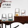 Creative Crystal Baijiu Cup High-Grade Jinshan Cup Gold Foil Baijiu Cup Household One-Bite Cup Set Wine Set Gift Box Packaging