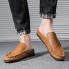 2026 Mules Mens Backless Loafers Slippers Half Shoes For Men Slide Closed Toe Sandals Man Semi Drag Casual Comfy Moccasins Brown