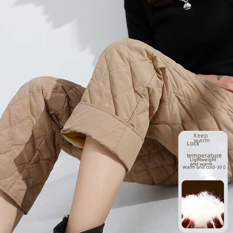 

Women s High-Waist Wide-Leg Cotton Pants - Plus Size, Warm, Thick for Autumn/Winter 2025 M [40-50 kg] срібло сірий колір
