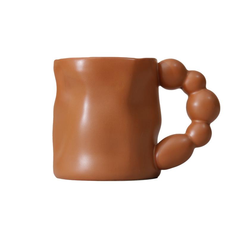 Ceramic Coffee Cup Large Capacity Macaron Color Mug Irregular Latte Cup