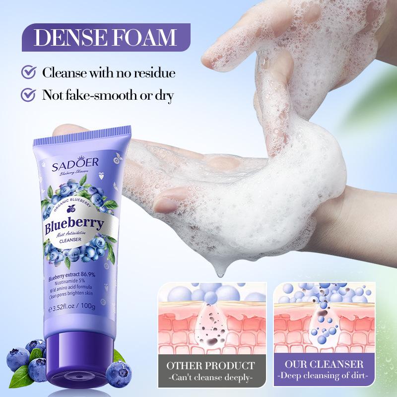 Blueberry Amino Acid Cleanser SADOER Gentle Antioxidant Cleansing Facial Cleanser