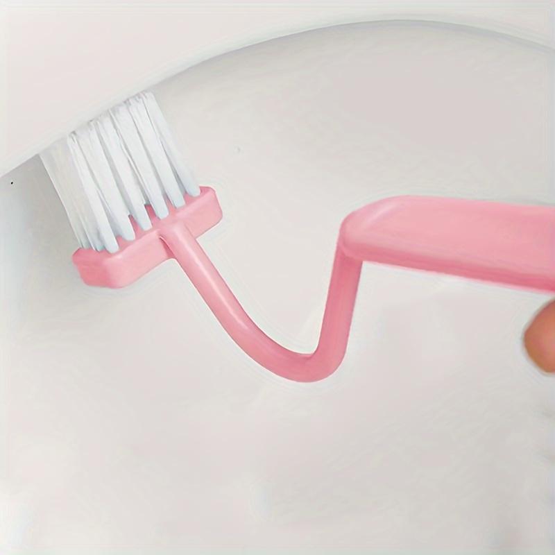 

Ergonomic Pink V-Shaped Toilet Brush - Wall-Hanging, Manual, No-Scrub Design for Efficient Corner Cleaning in Bathrooms, Durable Plastic розовый
