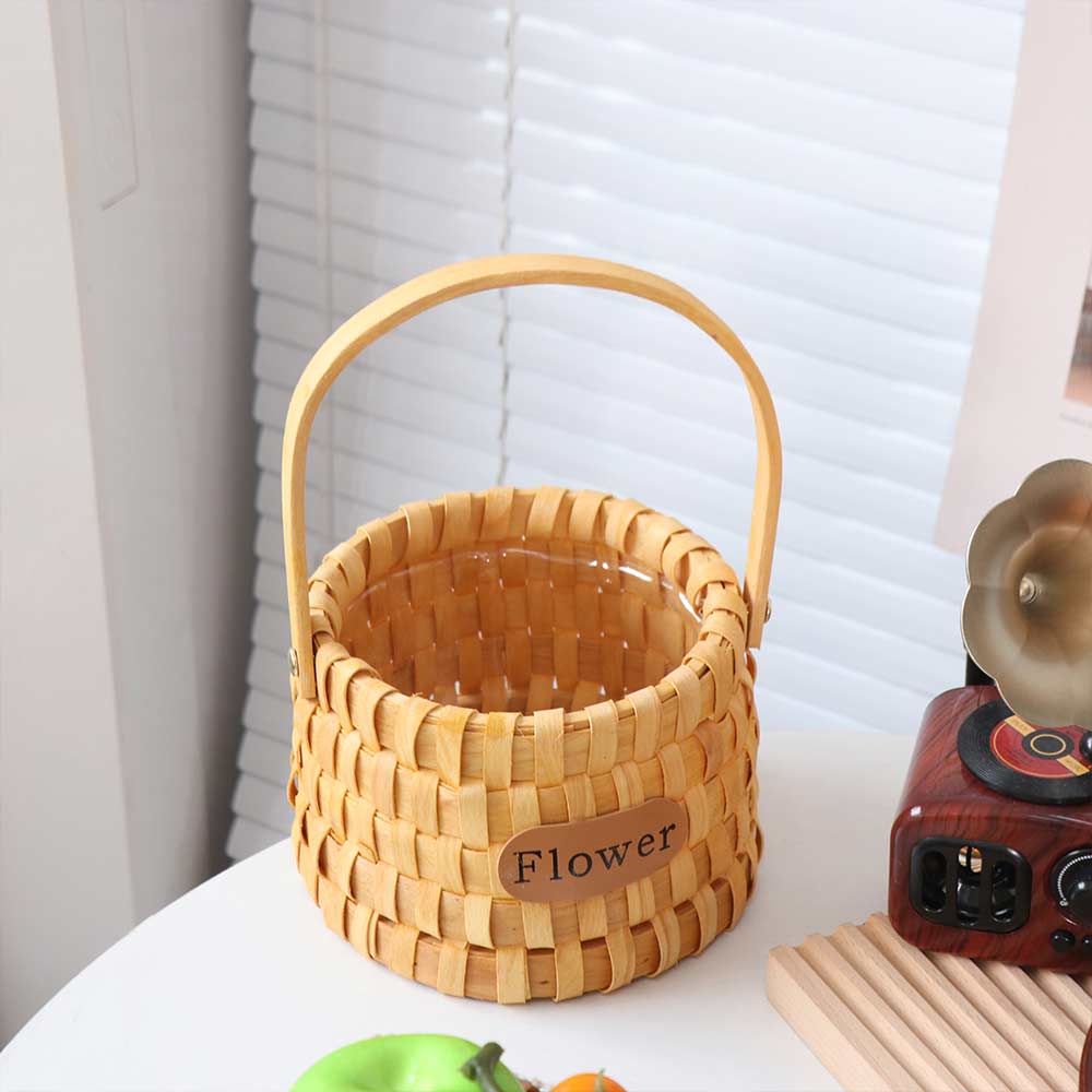 Handmade Handwoven Flower Basket with Handle Organizer Basket Storage Basket Holiday Gift