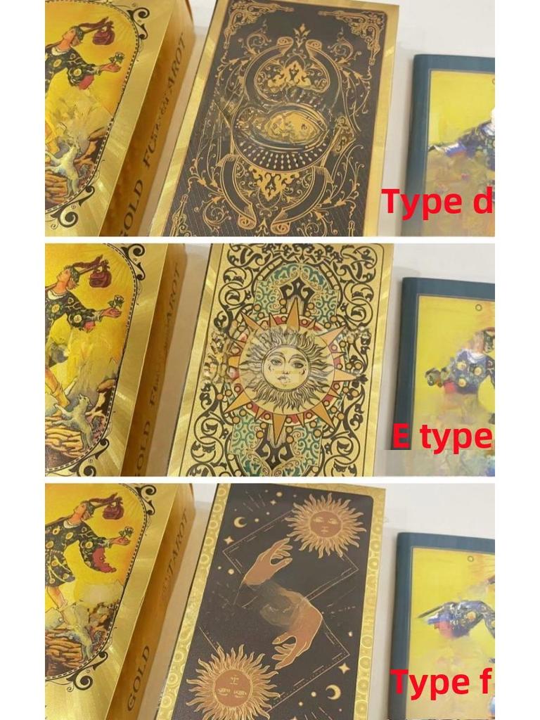 Gold Foil Waterproof Tarot Card Set with Full-Color Printing and Game Instructions