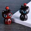 Creative Cute Cat Shape Lucky Blessing Charm Sandalwood Key Chains Keychain Components Jewelry Findings Wood Car Keyring