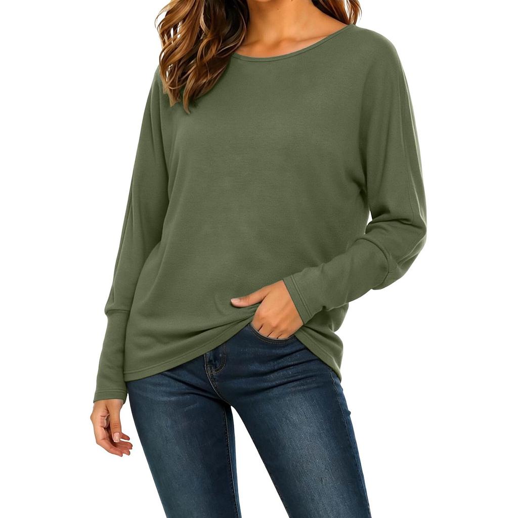 Women's Casual Color Long Sleeve Top for Fashion Everyday Wear