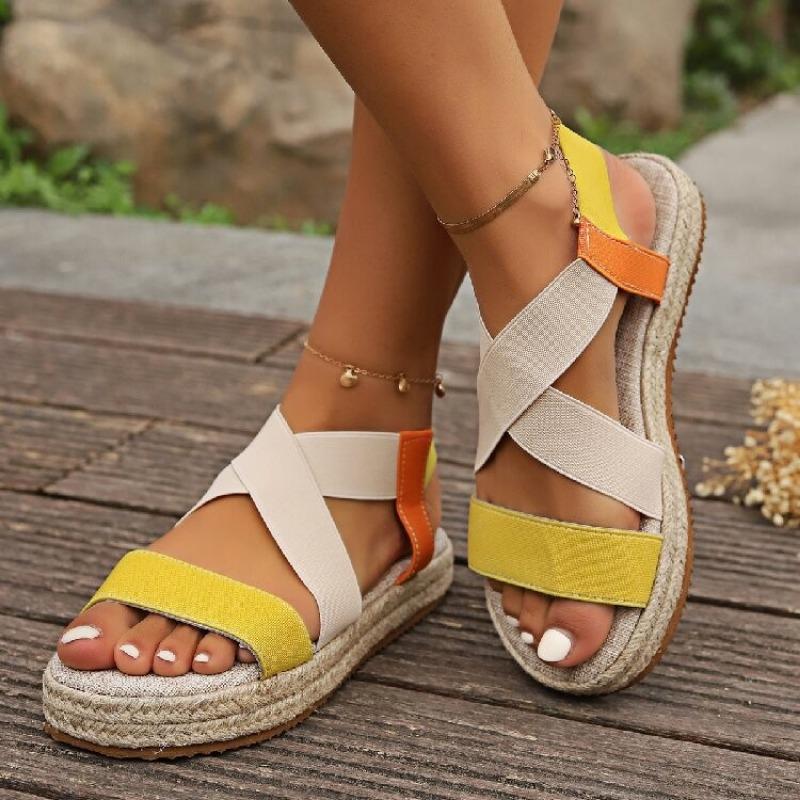 Women's Sandals Roman Style Platform Grass Bottom Sandals Large Size Hot Sale Beach Sandals