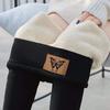 Winter-Damen-Leggings, mit Wolle gefüttert, Samt, Thermohose, hohe Taille, einfarbig, bequem, warm, dehnbar