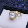 LSOOYH Natural Freshwater Pearl Rings For Women Bohemian Gold Color Heart Ring Pearl Jewelry Birthday Gift