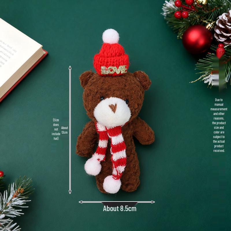 Christmas Blush Bear Plush Keyring with Scarf - Cute One-Piece Bag Charm Toy Gift