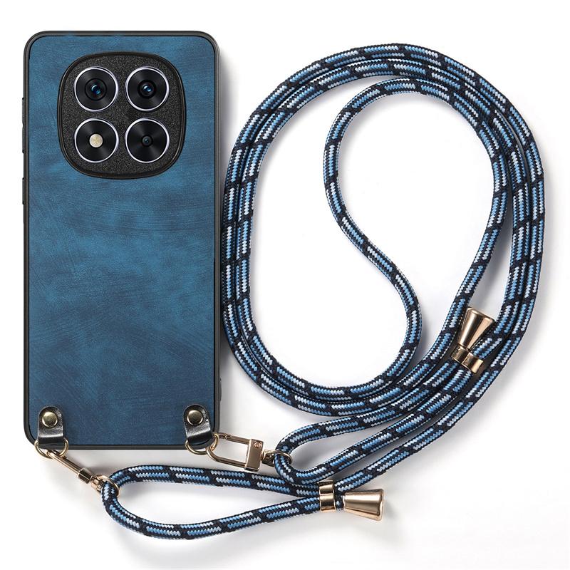 Leather Adjustable Crossbody Strap Case for Xiaomi Redmi Note 14 Pro Plus Detachable Lanyard Cover for Redmy Note14 Note14pro+