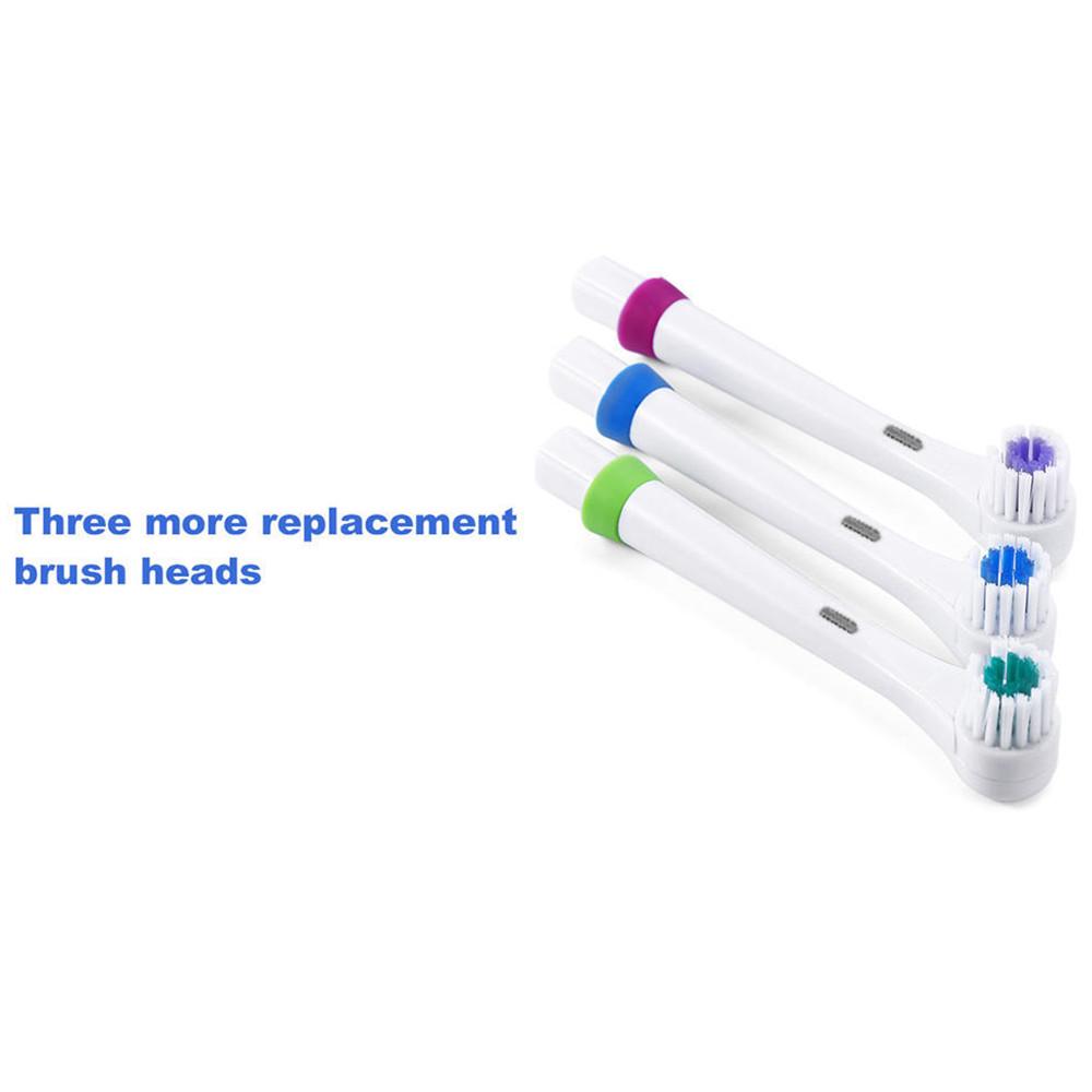 1 Set Draagbare Roterende Elektrische Tandenborstel met 3 Vervangende Borstelkoppen voor Volwassen Tandverzorging