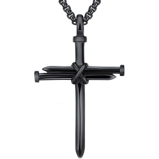 Man Women Titanium Steel Cross Pendant Long Chain Necklace Jewelry Gift