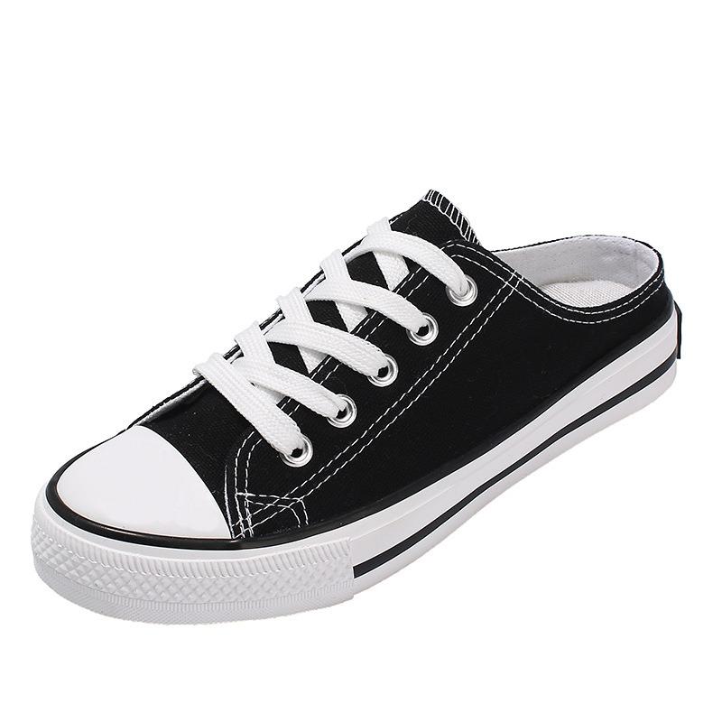 Summer casual low-top shallow-mouth canvas shoes half-tray women's cloth shoes lazy shoes student cloth shoes