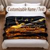 Music Guitar Theme Soft Blanket Personalized Custom Name Text Print Warm Blanket Home Sofa Bedroom Decor