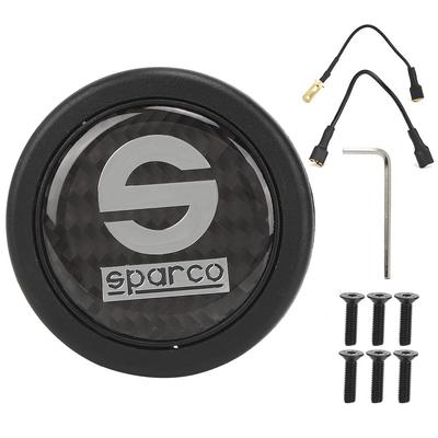 Car Steering Wheel Horn Button, 6 Hole Carbon Fiber External Horn Button Kit for Sparco Steering Wheel Car Modification Parts