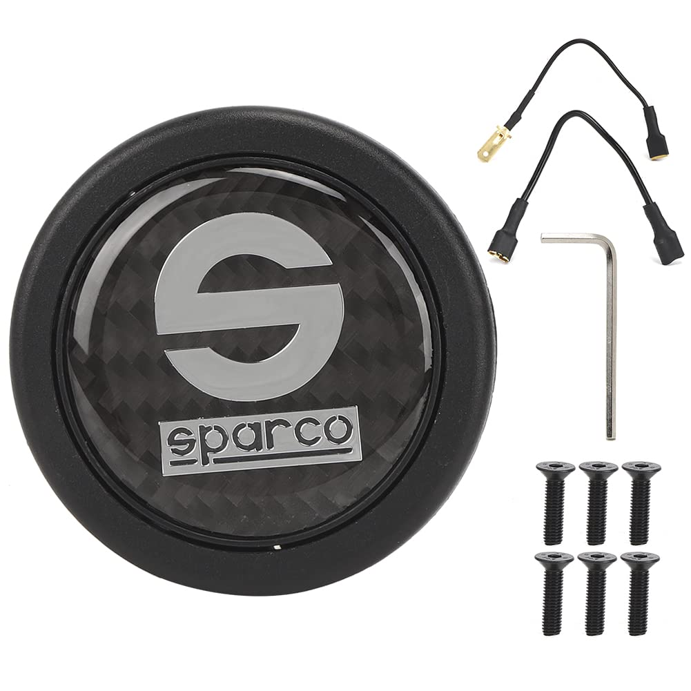 

Car Steering Wheel Horn Button, 6 Hole Carbon Fiber External Horn Button Kit for Sparco Steering Wheel Car Modification Parts Normal