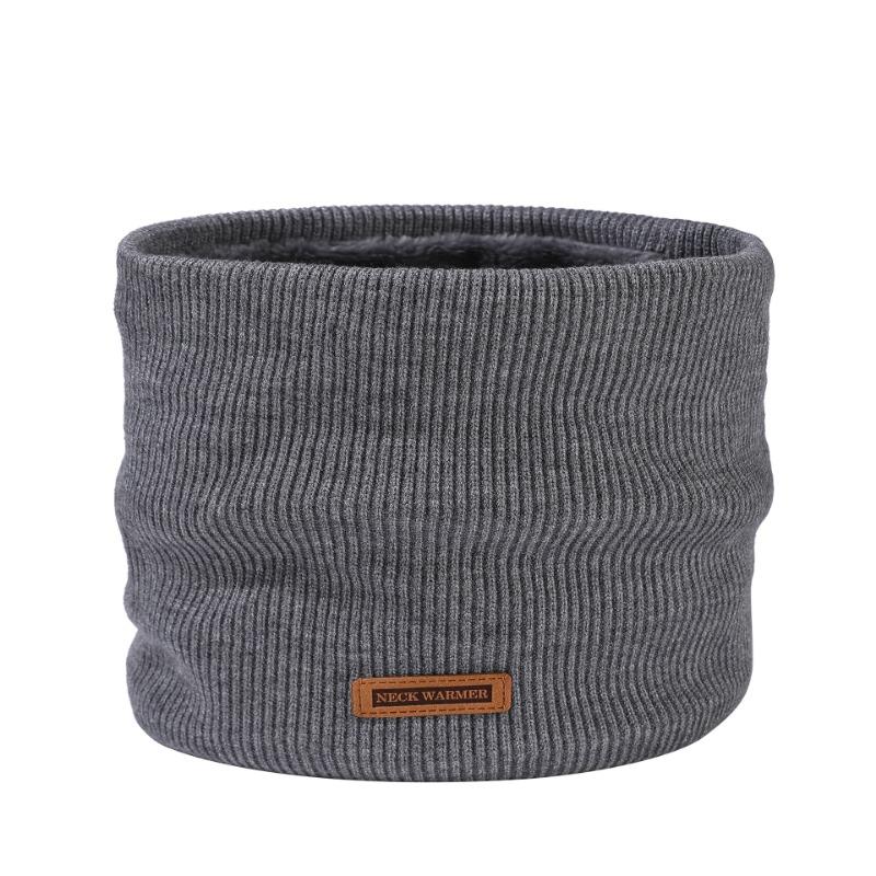 Winter Men's Knitted Scarf Warm Scarf Outdoor Cold Riding Velvet Women's Thickened Neck Cover Solid Color Versatile