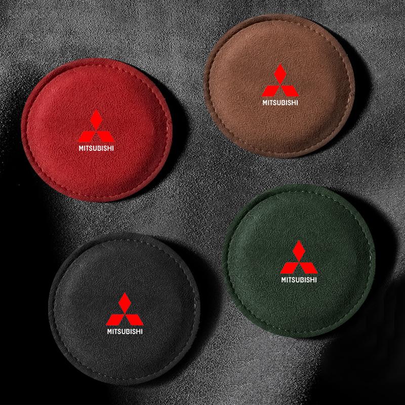 Car Cup Holder Pad PU Leather Slot Non-slip Coaster Mat For Mitsubishi Outlander Lancer 10 9 ASX RALLIART Eclipse L200 Pajero