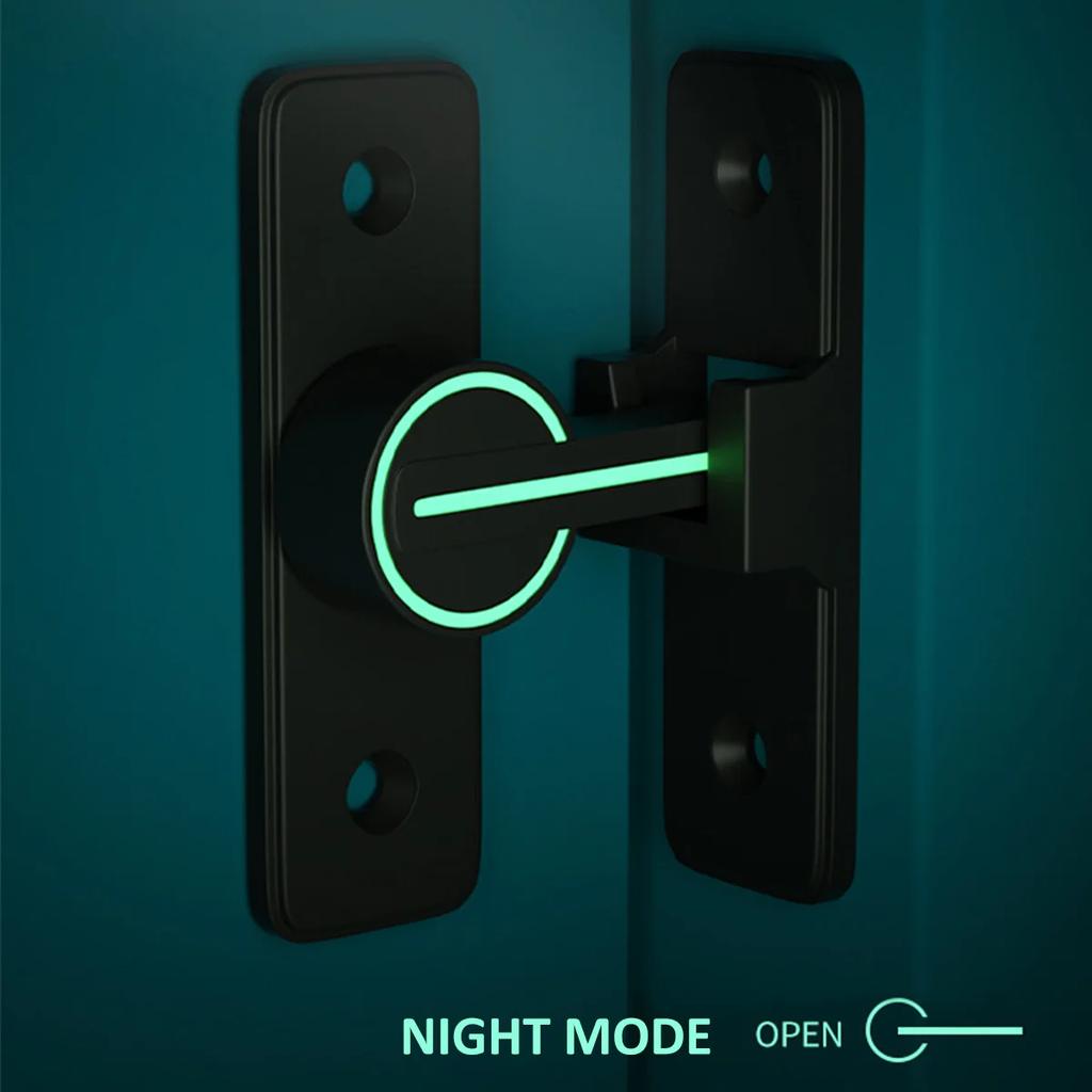 Privacy protection luminous door lock zinc alloy 90 degree sliding door lock heavy-duty barn door bolt