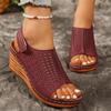Large Size Wedge Sandals Women's Summer New Hollow Velcro Sandals