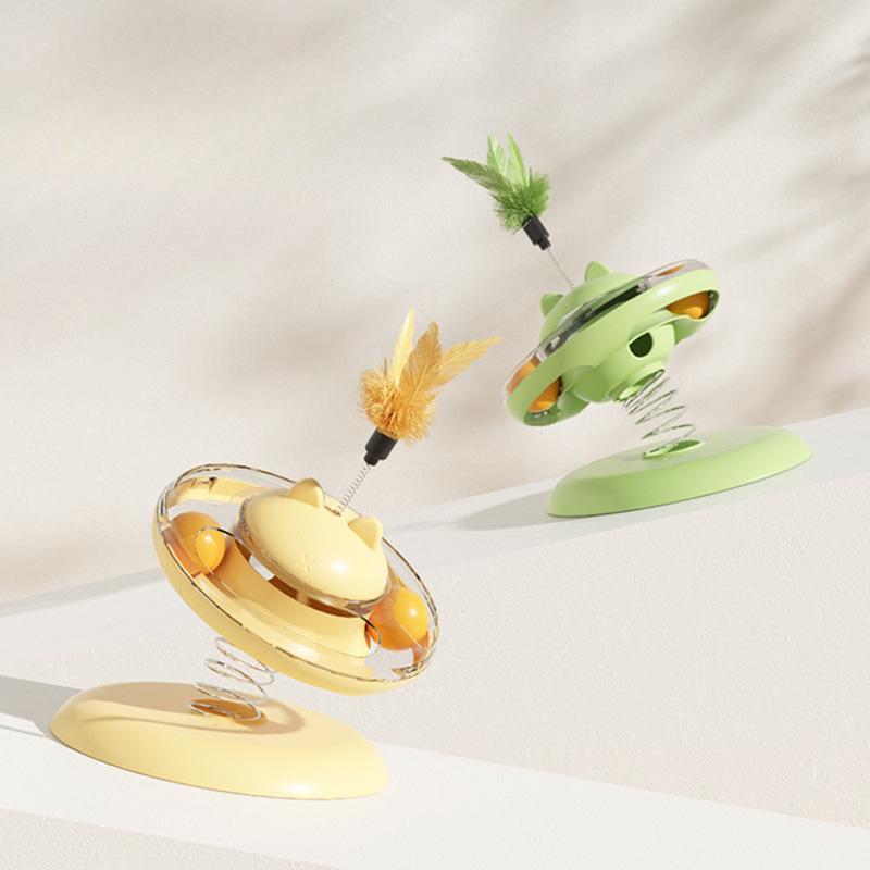 Pet Toy Rocker Spring Cat Turntable Leaking Food Cat Toy Self-pleasure Amusing Cat Play Plate