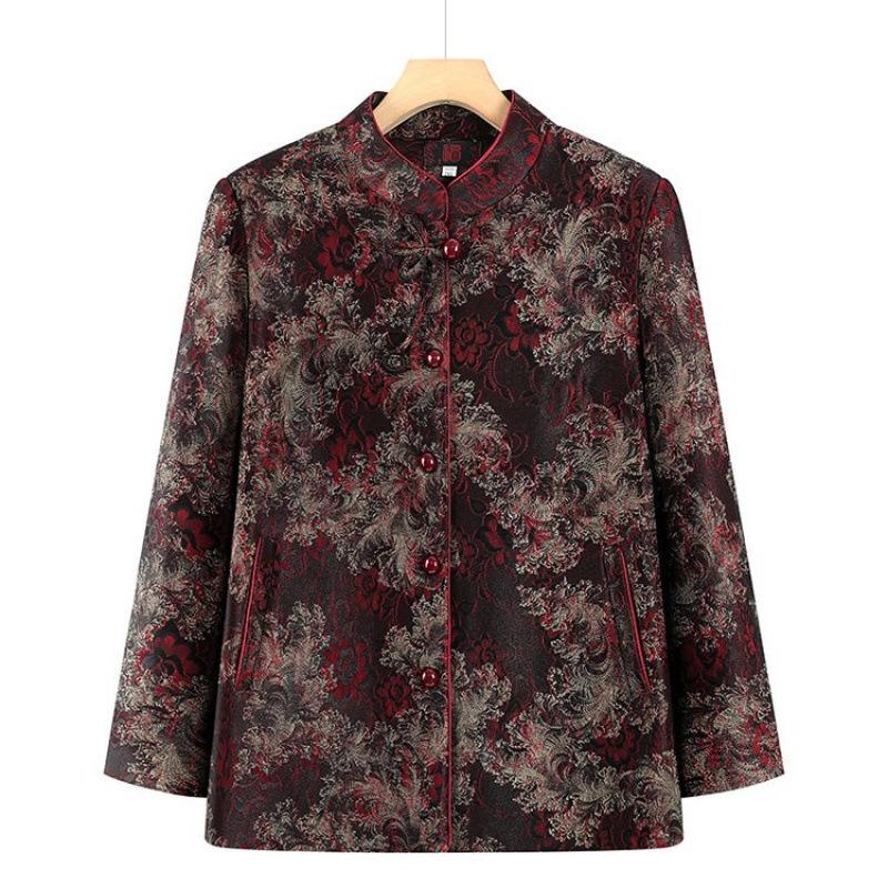 Women's Autumn Coat Stand-up Collar Wear Old Lady Top Women