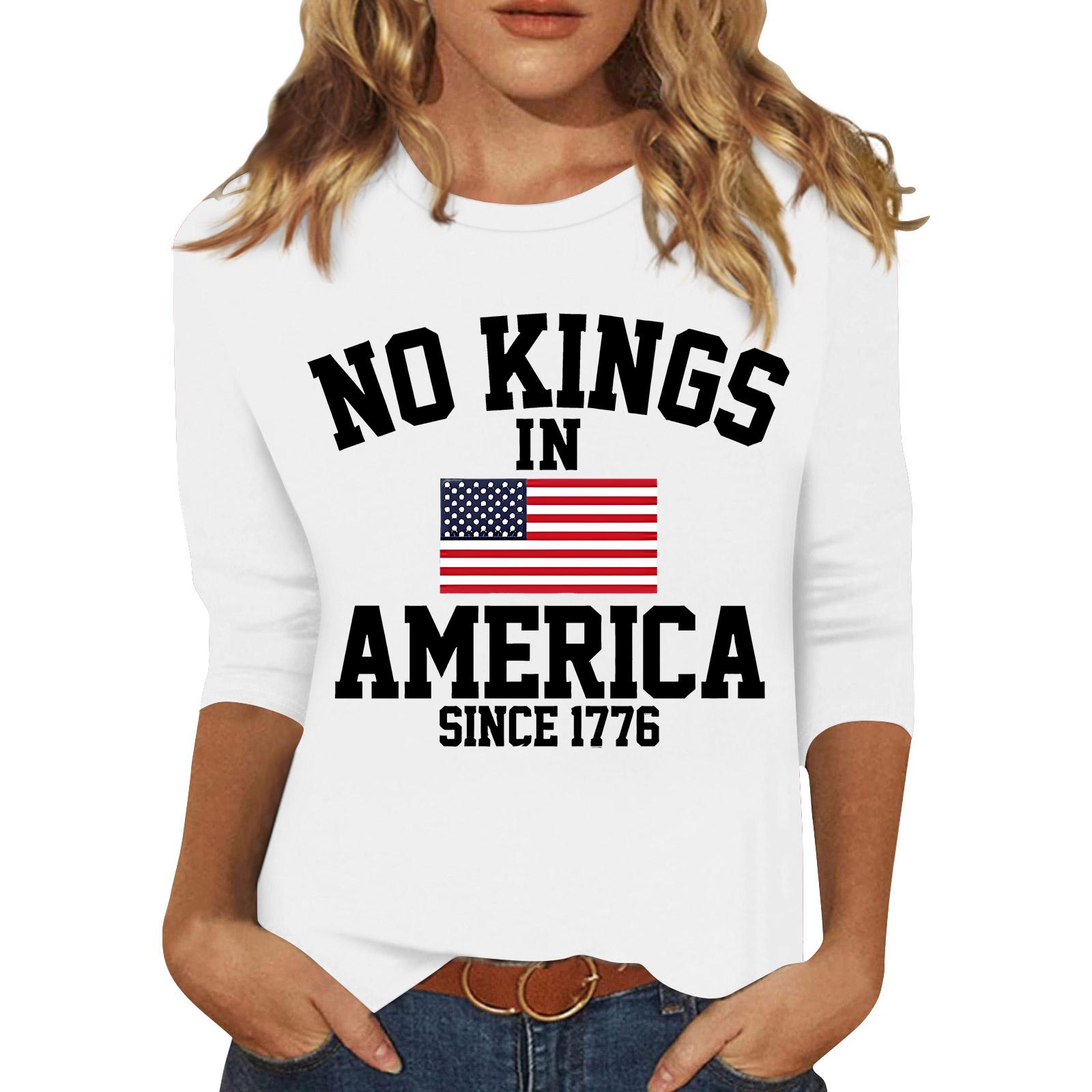 

American Women s Fashion Casual Three-Quarter Sleeve Print Neck Sweatshirt/T-Shirt XL білий
