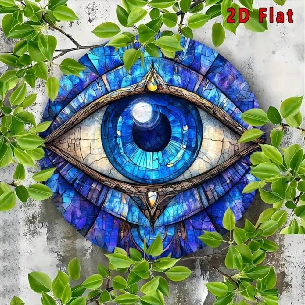 Evil Eye Aluminum Wall Plaque 8x8 Inch Glam Decor Waterproof Good Luck Sign Home Decoration