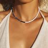 Black Stone Freshwater Pearl Necklace for Women [COAI]