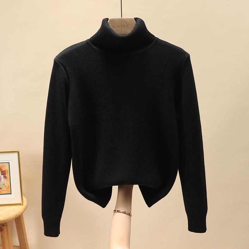 2024 Women's High Neck Plus Velvet Sweater - Thick Knit Pullover for Autumn/Winter