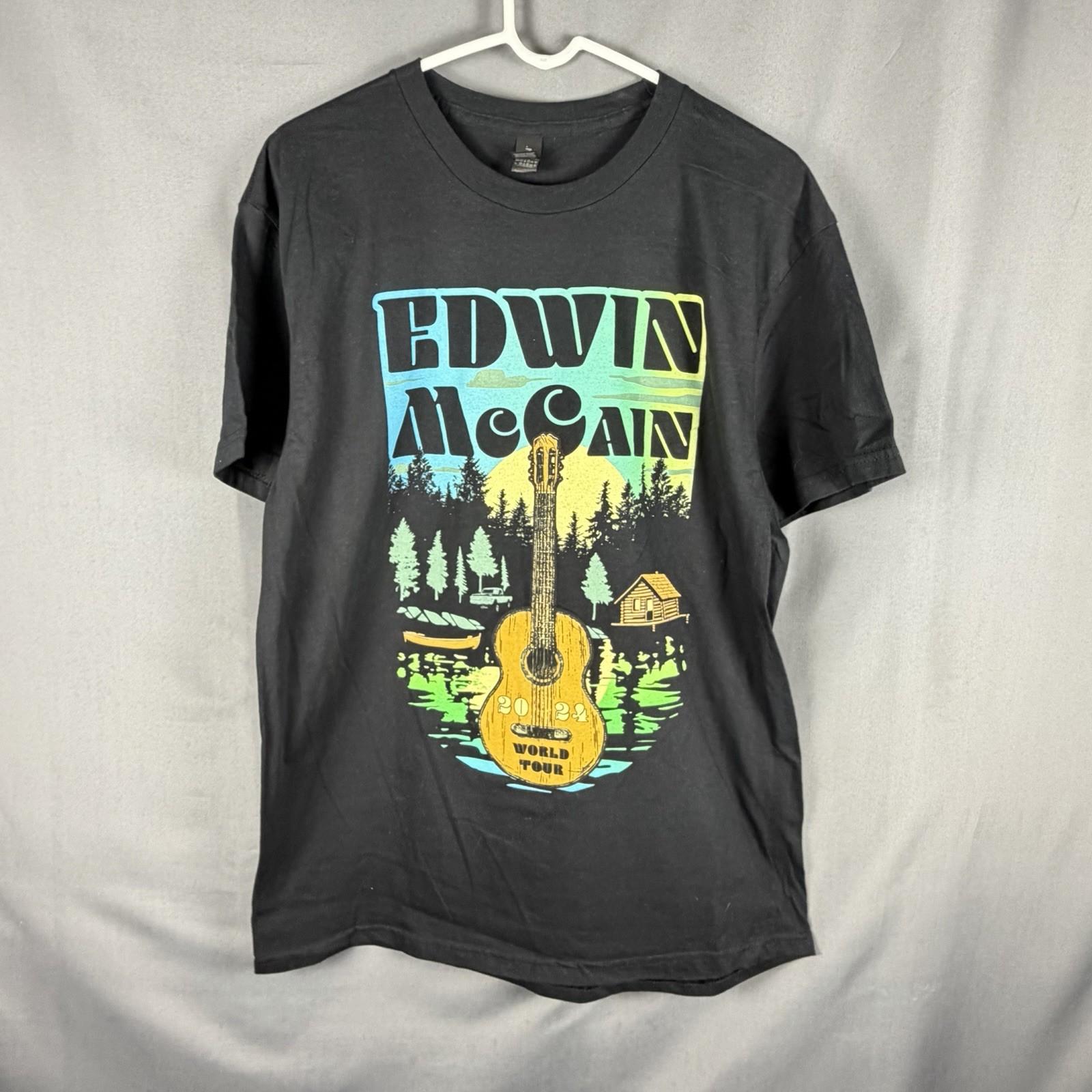 Edwin McCain T Shirt Mens Large Black Tour Concert Band 2024 World Tour Rock Unisex T-Shirt L