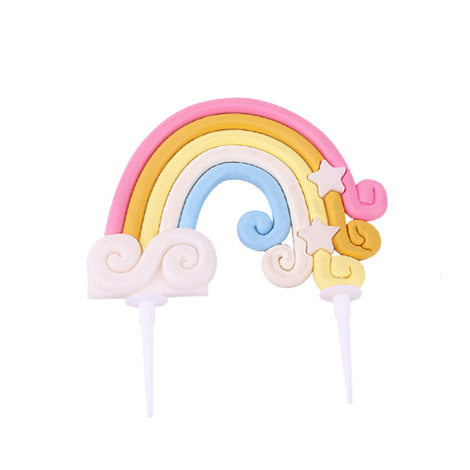 

Rainbow Cake TopperSoft Pottery Colorful Rainbow Cake Decoration Rainbow Theme Cake for Birthday Party Cake Decorations Supplies