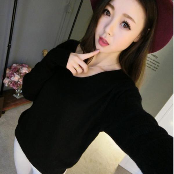 

Вовна, чистий кашемір, светри для жінок, сексуальний V-подібний виріз, пуловер, вільний, 100% вовна, рукав «летюча миша», трикотажні топи, джемпер, пуловер, еластичність M чорний