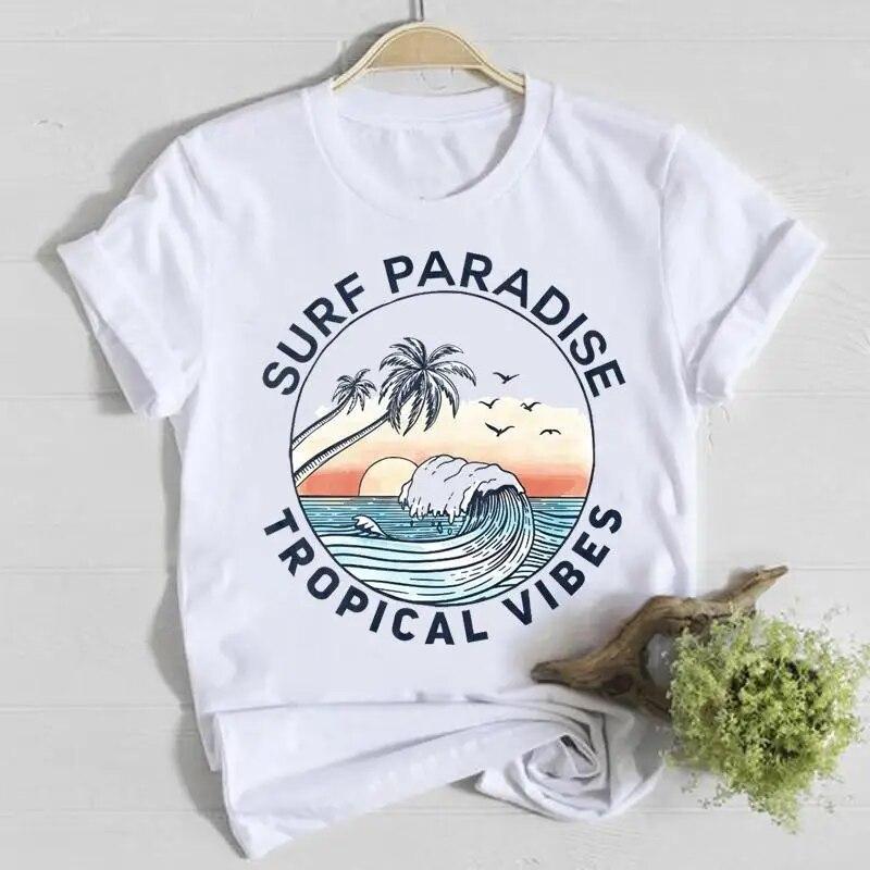 Coffee Happy Time Cute Summer Short Sleeve Casual Tee Top Clothes Fashion Shirt Lady Tshirt Female T Women Graphic T-shirts